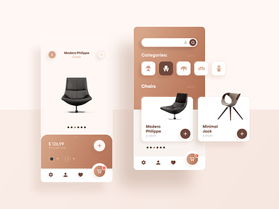 Shop app app brown furniture store interface minimal shop ui uidesign