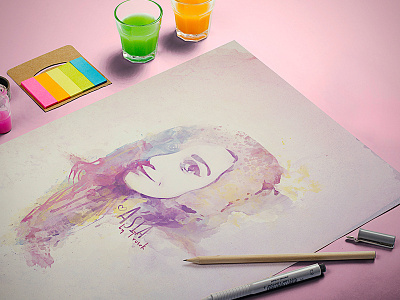 Painted woman dirty image paint pastels poster