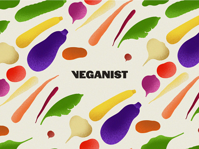 Veganist Logo + Pattern food illustration logo vegetables wordmark