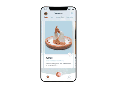 Treassures Post New Item animation app design ui ux
