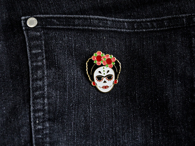 Frida de Los Muertos - Enamel Pin black design enamel enamel pin enamelpin frida frida kahlo icon iconography kahlo lines pins temper tantrum