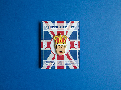 Queen Mercury — Enamel Pin blue design enamelpin freddie mercury iconography lapel pin lines mercury pins queen red temper tantrum uk yellow