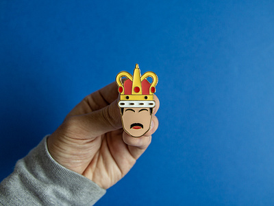 Queen Mercury — Enamel Pin crown design enamelpin icon iconography illustration lines queen red temper temper tantrum uk yellow