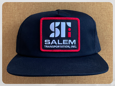 Salem Transportation Hat bold branding corporate identity dribbble embroidery flat hat design illustrator lettermark logo mark merch monogram patch design simple transportation trucker hat trucking typography wordmark