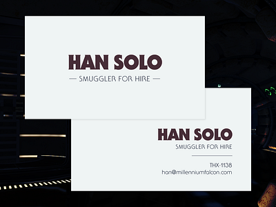 Han Solo Business Card bold branding businesscard dribbble dribbleweeklywarmup graphic design han solo harrison ford illustrator millennium falcon simple star wars type typography