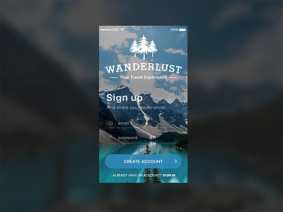 Wanderlust Sign Up - #001 dailyui firstshot sign up ui ux wanderlust