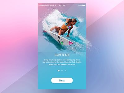 Daily UI #023 - Onboarding app card dailyui onboarding oncolour start surf uiux