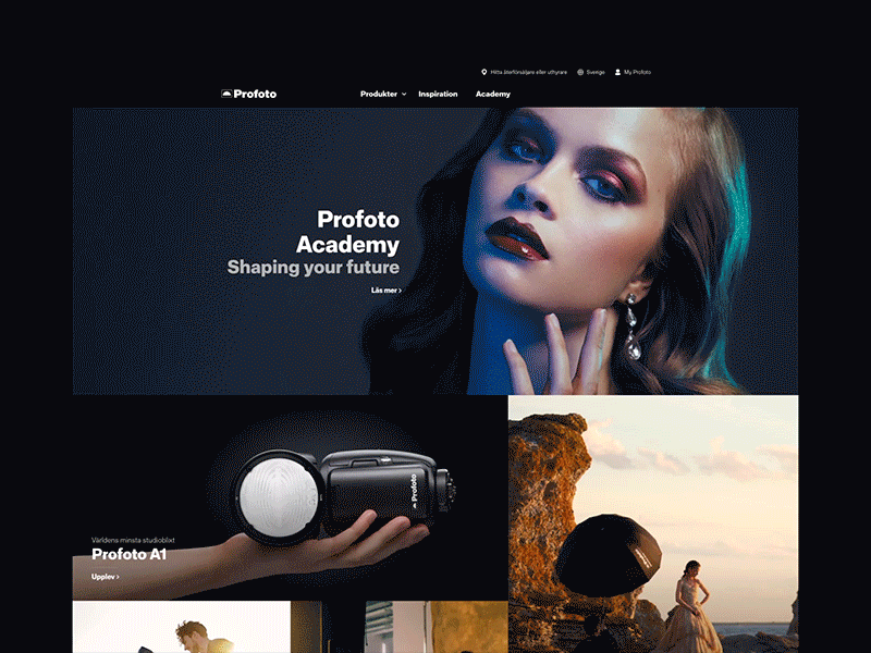 Profoto Startpage design desktop interface layout minimal photography startpage ui ux web web design website