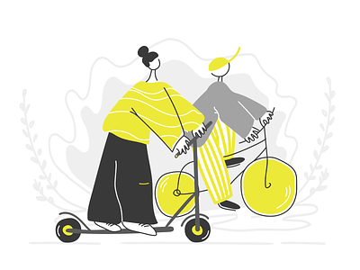 VIZ® / Illustrations app bike character design illustration illustrator mobile design scooter ui vector