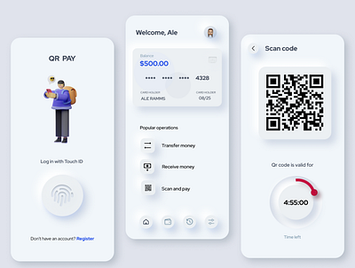 Neumorphism Wallet Concept App app design mobile ui uiux design ux