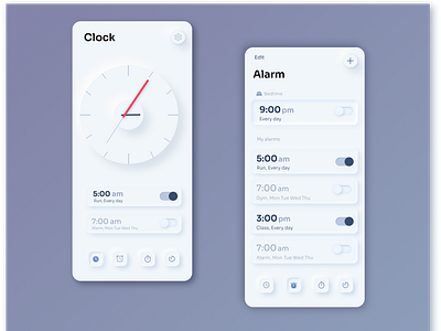 Clock  Concept Neumorphism App UI