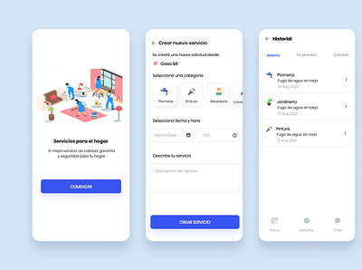 Servicios para el hogar app design minimal mobile responsive ui
