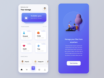 Storage app concept app design minimal responsive ui