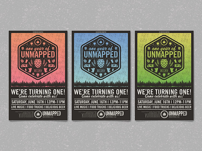 Unmapped Anniversary Posters beer illustration poster poster design unmapped brewing company