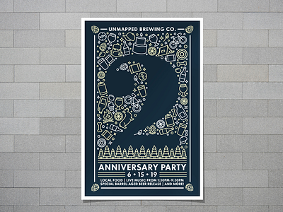 Unmapped Brewing Company’s 2nd Anniversary Party Poster illustration poster poster design unmapped brewing company