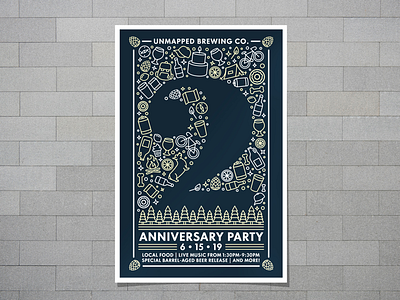 Unmapped Brewing Company’s 2nd Anniversary Party Poster