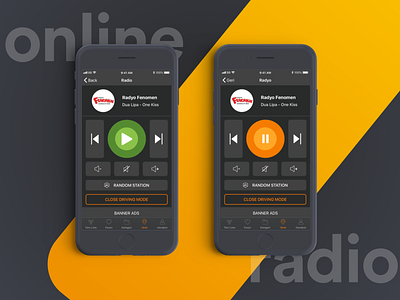 Radyo Burada: Online Radio dark driver app driving mode mobile music music app music player online radio pause play radio radio app