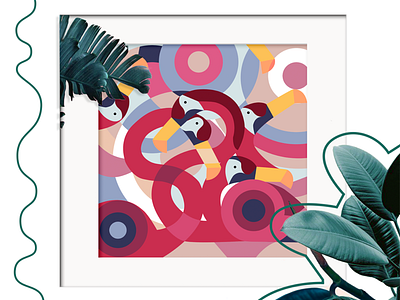 Decorative panel art decorations design flamingo illustration paintings poster vector zoo