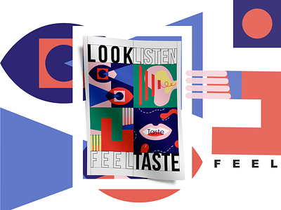 LOOK - LISTEN - FEEL - TASTE design graphic illustration poster poster art social app typography ux vector