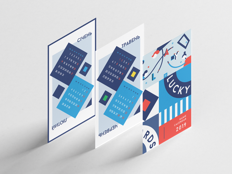 Corporate calendar identity branding graphics cards illustrations calendar