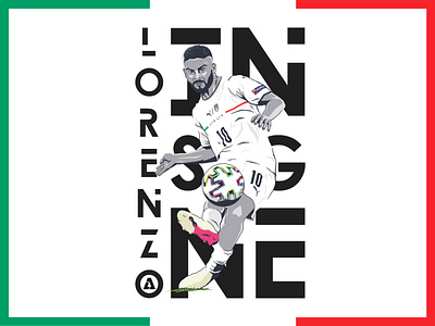 ILLUSTRATION | FOOTBALL | ITALY | LORENZO INSIGNE | EURO 2020 art design digital art dribbble euro 2020 football graphic design illustration illustration digitalart design italy sketchbook vector