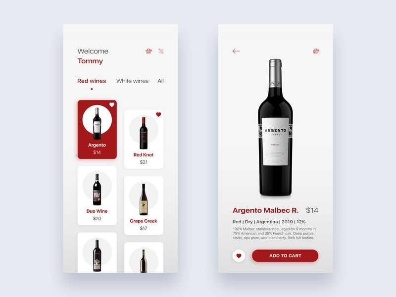 Wine application UX/UI Design by Aleksei Lebed on Dribbble