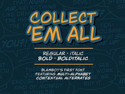 Collect Em All font autoligatures blambot comics contextual alternates font opentype typography