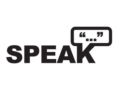 Speak brand logo negativespace speak speech speech bubble