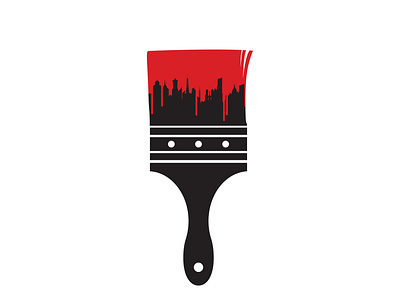 Paint the Town Red brand cooperbility design logo negative space paint paintbrush red skyline