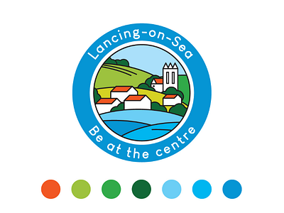 Lancing-on-sea beatthecentre brand bythesea colourful colours cooperbility downs hills lancing logo sea stylised village