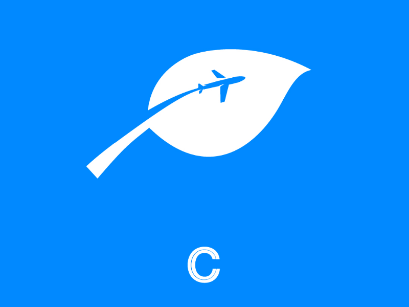 Green Flying cooperbility brand green jet eco-friendly leaf logo flight