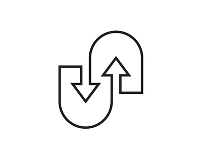 Up and Down arrows cooperbility direction letter logo shape up down