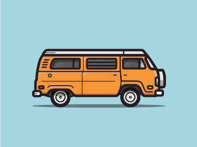 Yellow Van flat illustration van volkswagen vw yellow