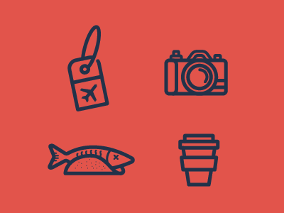 Mexico Trip Icons airplane camera coffee fish icon taco