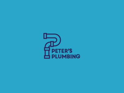 Peter's Plumbing blue p pete peter plumbing stroke water