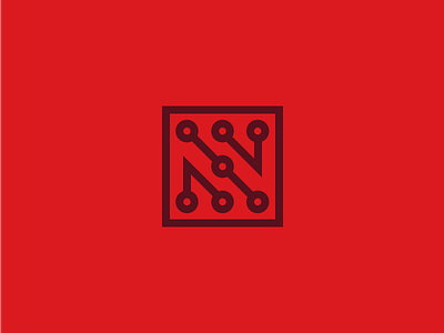 N Circuit Mark board cable circuit company logo mark n red