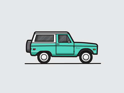 Ford Bronco bronco flat ford illustration old