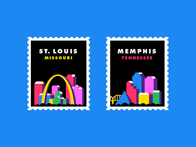 City Stamps arch bridge city stamps isometric memphis mississippi river postage st. louis