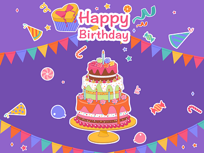 Happy Birthday Cake birthday cake colorful illustracion