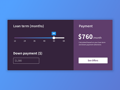 Payment calculator UI calculator car design loan payment product slider ui uidesign