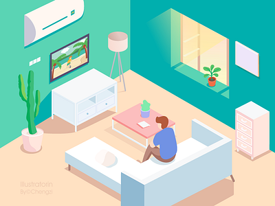 Home ai isometric 2.5d flat illustration