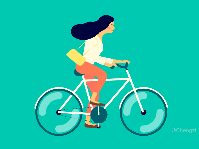 Bike-girl animation character gif girl illustration mg