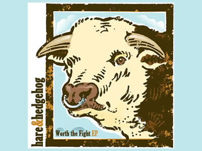 Cover Artwork artwork band blue brown bull cover hare and hedgehog indie rock alternative music record vector vintage worth the fight