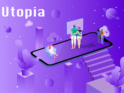 Utopia app design flat illustration logo type ui web