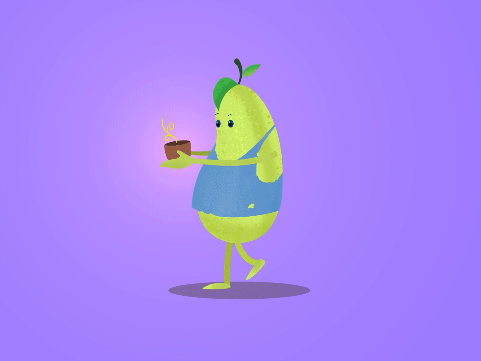 See you Tomorrow animated character illustraion pear walkcycle