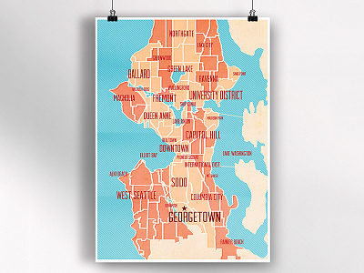 Seattle Neighborhood Map Poster