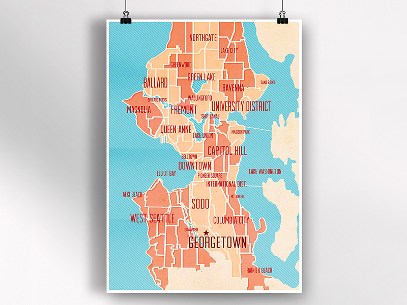 Seattle Neighborhood Map Poster By Travis Baechler On Dribbble