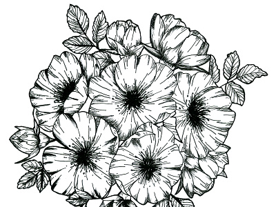 Object Head illustration ink wildflowers