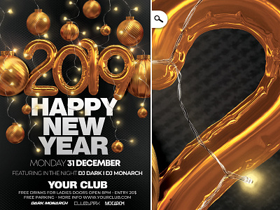 happy new year 2019 celebration club countdown dj flyer happy happy new year new year nye party template