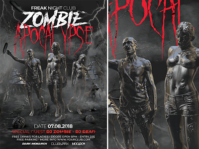 Zombie Apocalypse apocalypse club deadman flyer grave graveyard halloween party scary template walking dead zombie